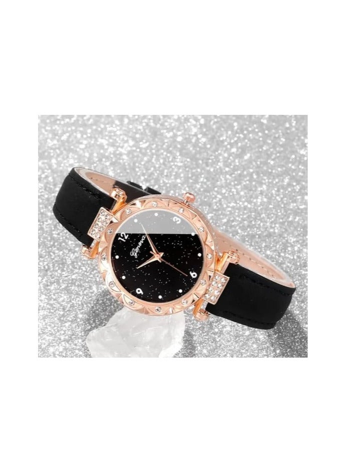 Geneva Elegant Women's Watch and Jewelry Set, Sparkling Rhinestone Faux Leather Band - Image 2