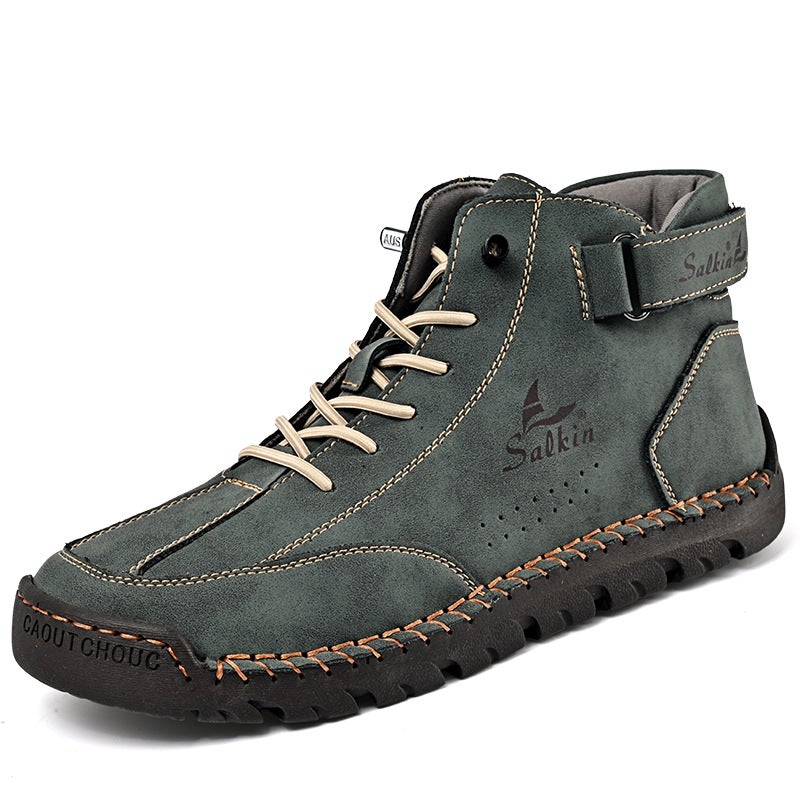 Independent Station Men'S Casual Leather Shoes Men'S Retro High-Top Men'S Casual Shoes Outdoor Shoes Wish - Image 3