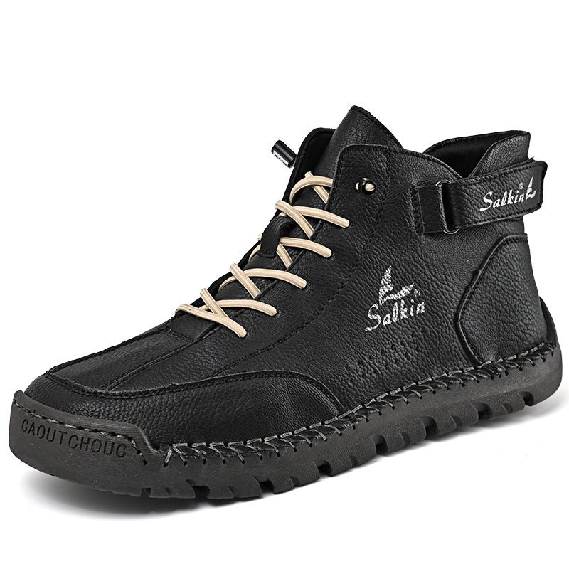 Independent Station Men'S Casual Leather Shoes Men'S Retro High-Top Men'S Casual Shoes Outdoor Shoes Wish - Image 4