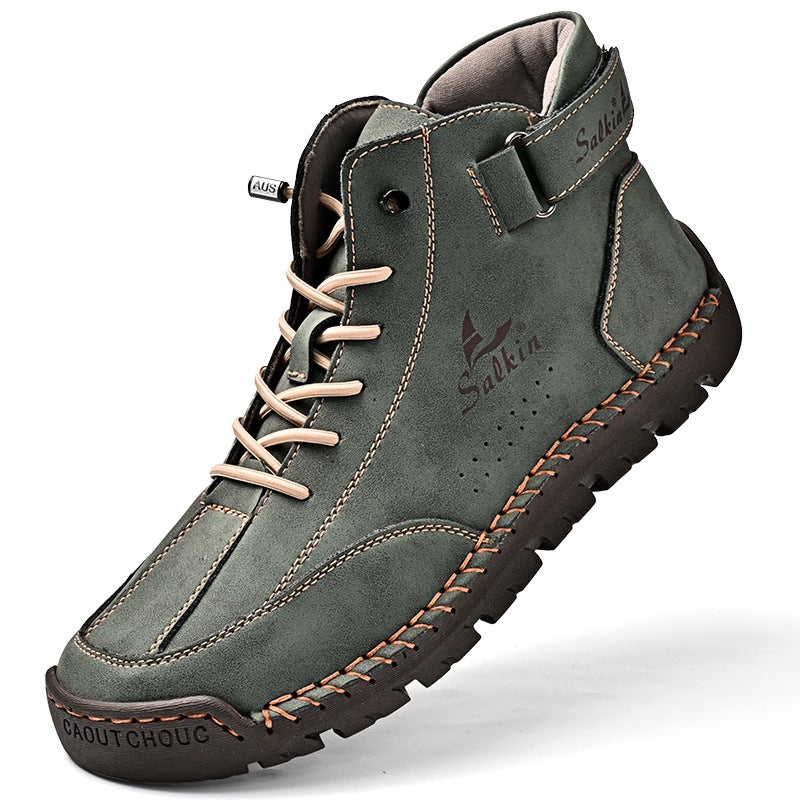 Independent Station Men'S Casual Leather Shoes Men'S Retro High-Top Men'S Casual Shoes Outdoor Shoes Wish - Image 1