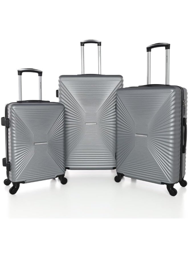 قنصل مجموعة حقائب سفر مكونة من 3 قطع - مصنوعة من ألياف متينة مودل GS-267 لون ALUMINEM SILVER WHITE - Image 1