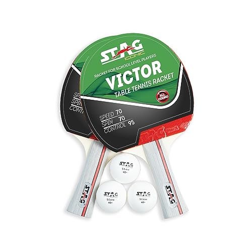 STAG Iconic Victor Table Tennis Playset | 2 Racquets, 3 ABS Balls & Storage Case | Intermediate Ping Pong Set for Home, Schools & Clubs | Durable & Easy to Play - Image 1