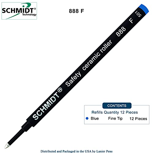 Schmidt شميدت 888F إعادة تعبئة أمان قلم الرولر بالزجاج السيراميكي - أزرق - 12 عبوة - Image 2