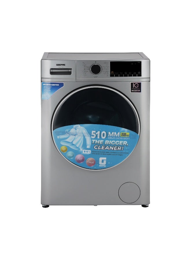 GEEPAS 7 KG Front Load Inverter Fully Automatic Washing Machine | 1200 RPM, Equipped with 16 Programs including Quick Wash, One Touch, Steam Wash, Reload Function, etc.|  LED Display, 510mm Jumbo Drum | GWMF7125SRG Metallic Grey 7 kg 2000 W GWMF7125SRG Metallic Grey - Image 2