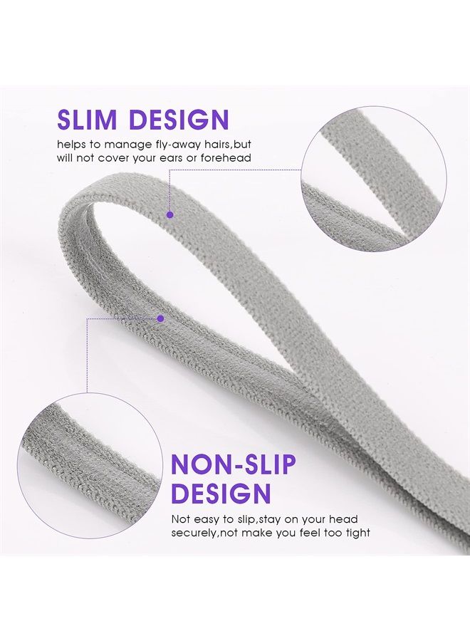 Sibba 4 Pieces Athletic Sports Headband Elastic Thin Hair Bands Non Slip Silicone Grip Skinny Yoga Exercise Soccer Sweatband Headwear for Boys Men Girls Women 