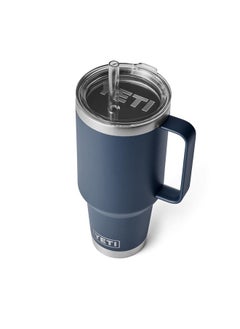 YETI YETI Rambler 42 oz Tumbler with Handle and Straw Lid, Travel Mug Water Tumbler, Vacuum Insulated Cup with Handle, Stainless Steel, Navy  - Image 1