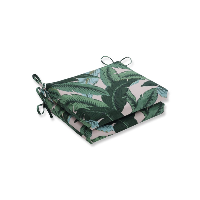 Pillow Perfect OutdoorIndoor Square Corner Seat Cushions 16 x 185 Green Swaying Palms Capri 2 Count