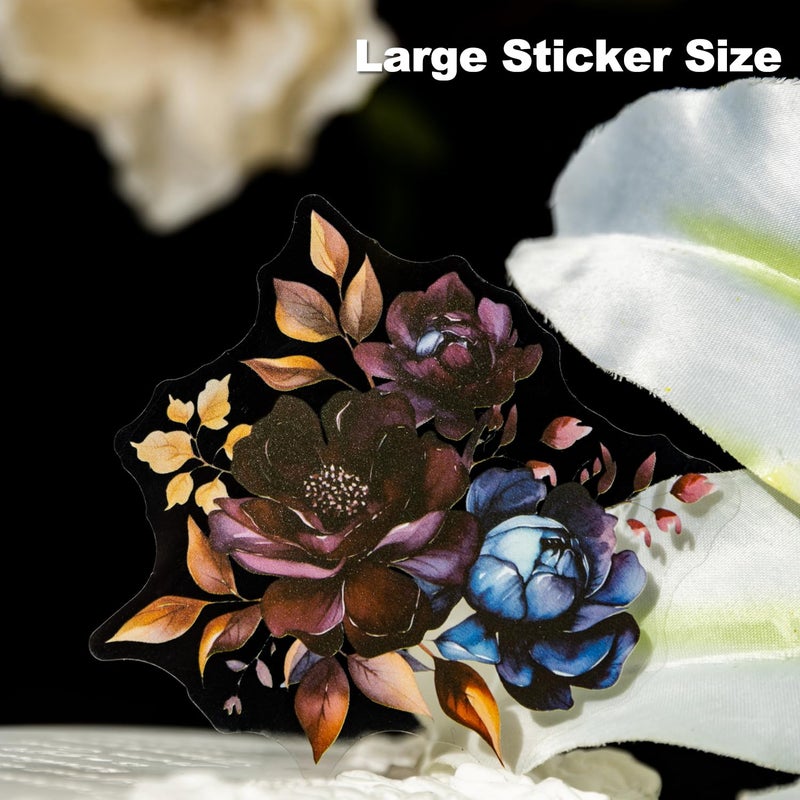 AuriicLeaf Blooming in The Dark Night PET Stickers, 120 Pcs Gothic Dark Floral Stickers for Scrapbooking, Journaling, Collage Supplies, and DIY Crafts - Image 4