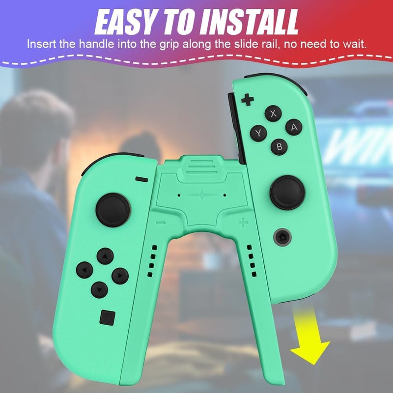 OFFCUP Charger Compatible with Joy Con for Nintendo Switch and OLED Model, Charging Grip Handle, Comfort V-Shaped Game Controller with LED Indicator, USB Type-C, Green - Image 4