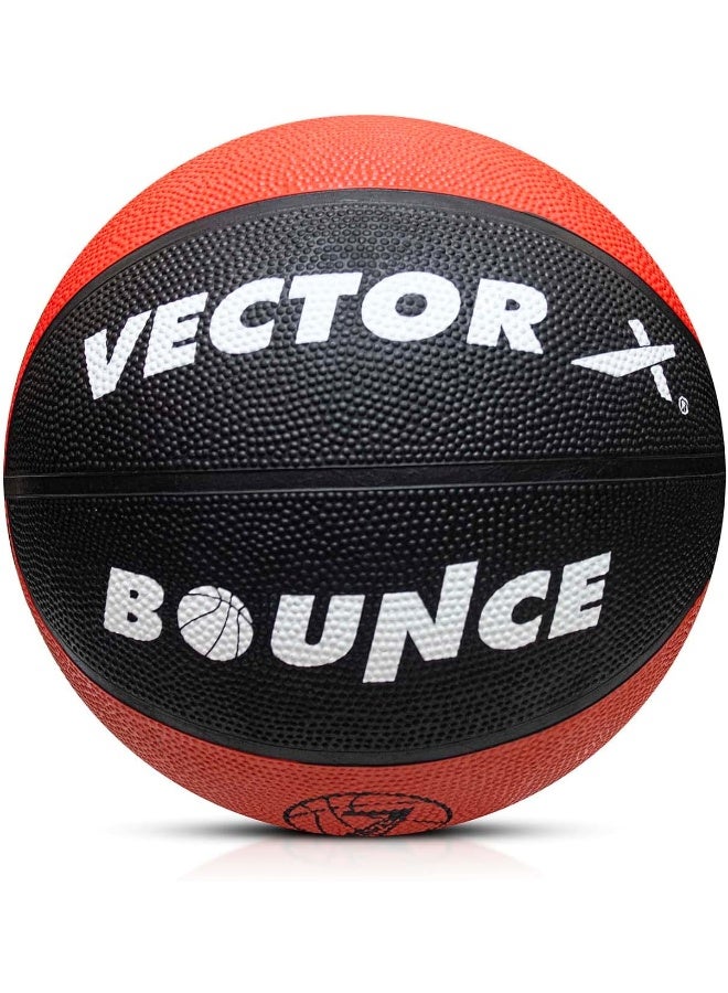 Vector X Bounce Basketball – Indoor/Outdoor Rubber Moulded Ball with Butyl Bladder, Size 7, Red & Black, Durable & High Bounce - Image 1