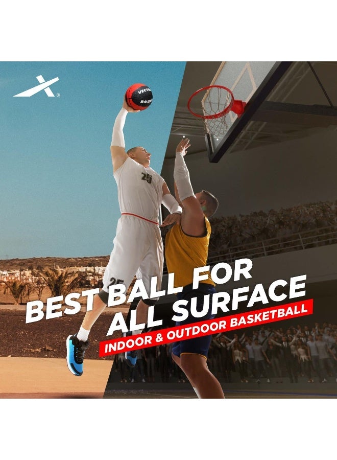 Vector X Bounce Basketball – Indoor/Outdoor Rubber Moulded Ball with Butyl Bladder, Size 7, Red & Black, Durable & High Bounce - Image 3