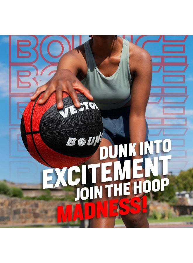 Vector X Bounce Basketball – Indoor/Outdoor Rubber Moulded Ball with Butyl Bladder, Size 7, Red & Black, Durable & High Bounce - Image 4