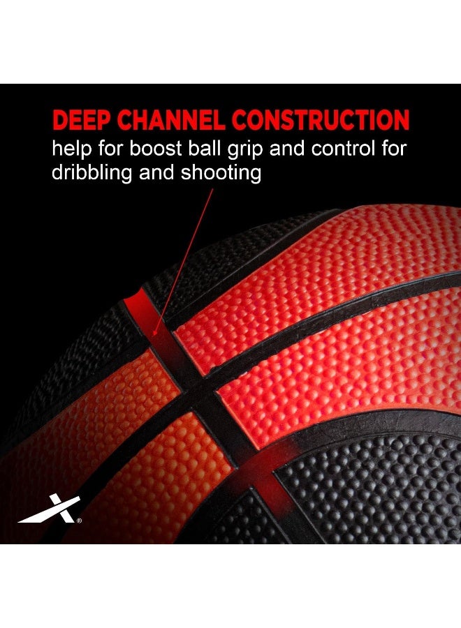 Vector X Bounce Basketball – Indoor/Outdoor Rubber Moulded Ball with Butyl Bladder, Size 7, Red & Black, Durable & High Bounce - Image 5