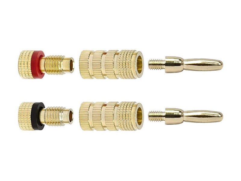Monoprice Speaker Banana Plugs - 24k Gold Plated,Closed Screw Type, Color Coded, 20 Pairs - Image 1