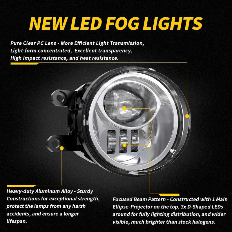 Z-OFFROAD أضواء ضباب LED جديدة لسيارات تاكوما 2016-2022 وكامري 2009-2013 وكورولا 2014-2022 و4Runner 2014-2019 وشاحنة تندرا - مجموعة مصابيح القيادة مع حامل، جانب السائق والراكب - كروم - Image 4