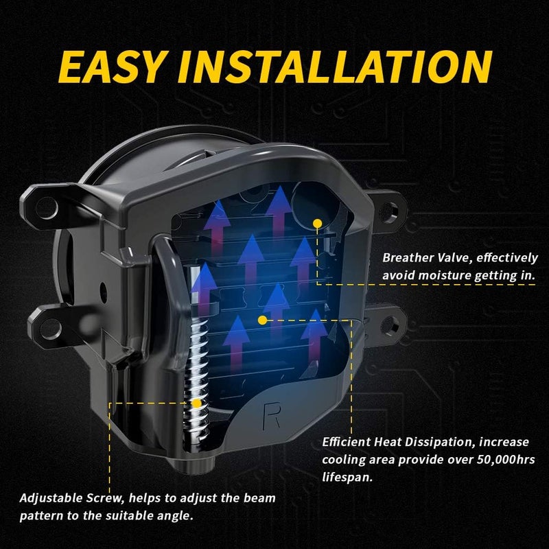 Z-OFFROAD أضواء ضباب LED جديدة لسيارات تاكوما 2016-2022 وكامري 2009-2013 وكورولا 2014-2022 و4Runner 2014-2019 وشاحنة تندرا - مجموعة مصابيح القيادة مع حامل، جانب السائق والراكب - كروم - Image 5
