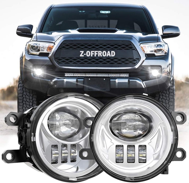 Z-OFFROAD أضواء ضباب LED جديدة لسيارات تاكوما 2016-2022 وكامري 2009-2013 وكورولا 2014-2022 و4Runner 2014-2019 وشاحنة تندرا - مجموعة مصابيح القيادة مع حامل، جانب السائق والراكب - كروم - Image 1