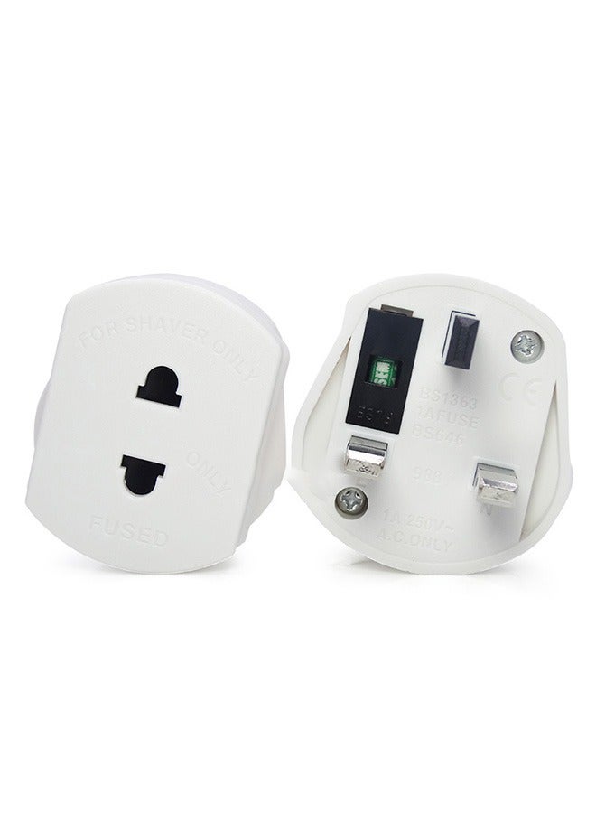 Europe to UK Travel Adapter Plug Converter US to UK Socket Adapter 2 Hole to 3 Pin 1.66A with Fuse White - Image 1