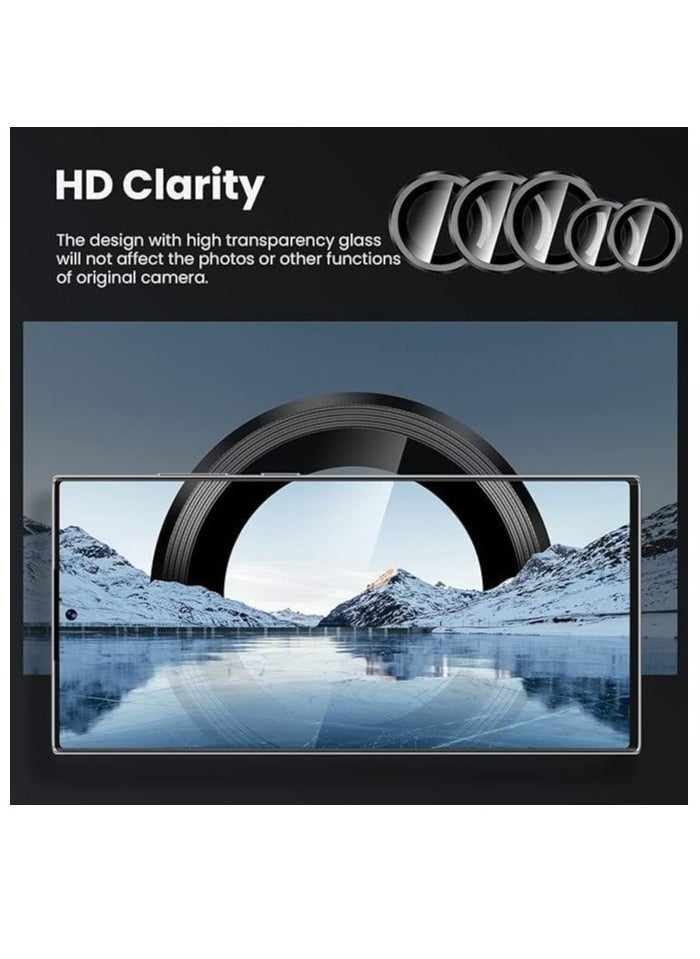 Raxoom (3+2PCS) for Samsung Galaxy S24 Ultra 5G Camera Lens Protector, 9H Tempered Glass Camera Cover Screen Protector Metal Individual Ring [Installation Tray][Removal tool][Case Friendly] (Black) - Image 4