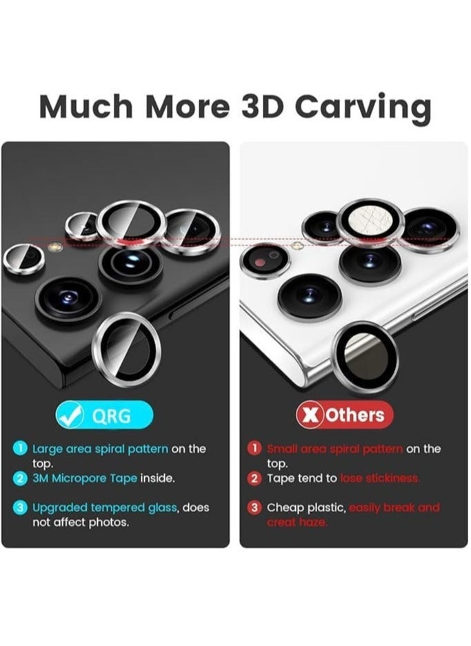 Raxoom (3+2PCS) for Samsung Galaxy S24 Ultra 5G Camera Lens Protector, 9H Tempered Glass Camera Cover Screen Protector Metal Individual Ring [Installation Tray][Removal tool][Case Friendly] (Black) - Image 2