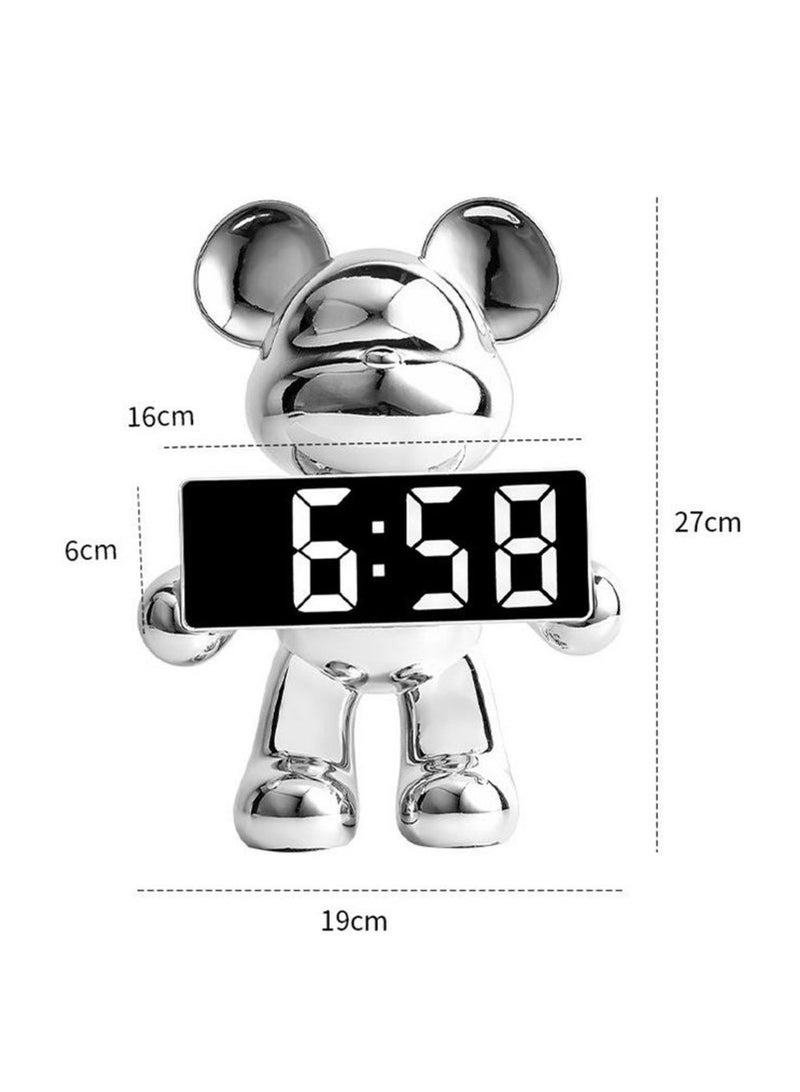 عربست ساعة منبه على شكل دب كرتوني لغرفة المعيشة وغرفة النوم وزخارف لمدخل المنزل وسطح المكتب وساعة رقمية وساعة منبه لسطح المكتب وحصالة نقود - Image 2