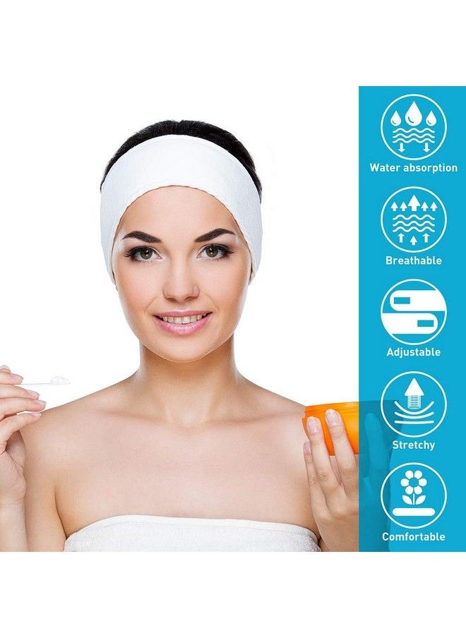 DENFANY - Spa Headband 3 Pack Ultra Soft Adjustable Face Wash Headband Terry Cloth Stretch Make Up Wrap For Face Washing Shower Facial Mask Yoga (Black + White + Gray) - Image 1
