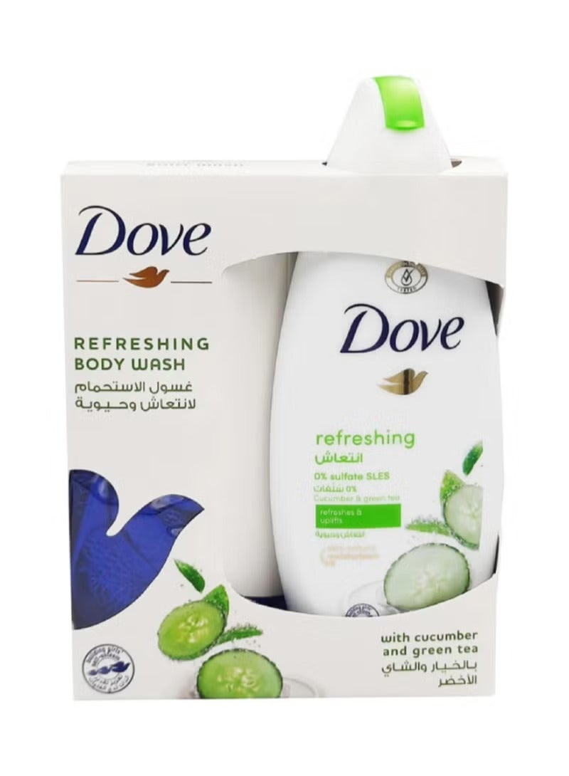 Dove Cucumber & Green Tea Shower Gel with Puff, 250ml - Image 1