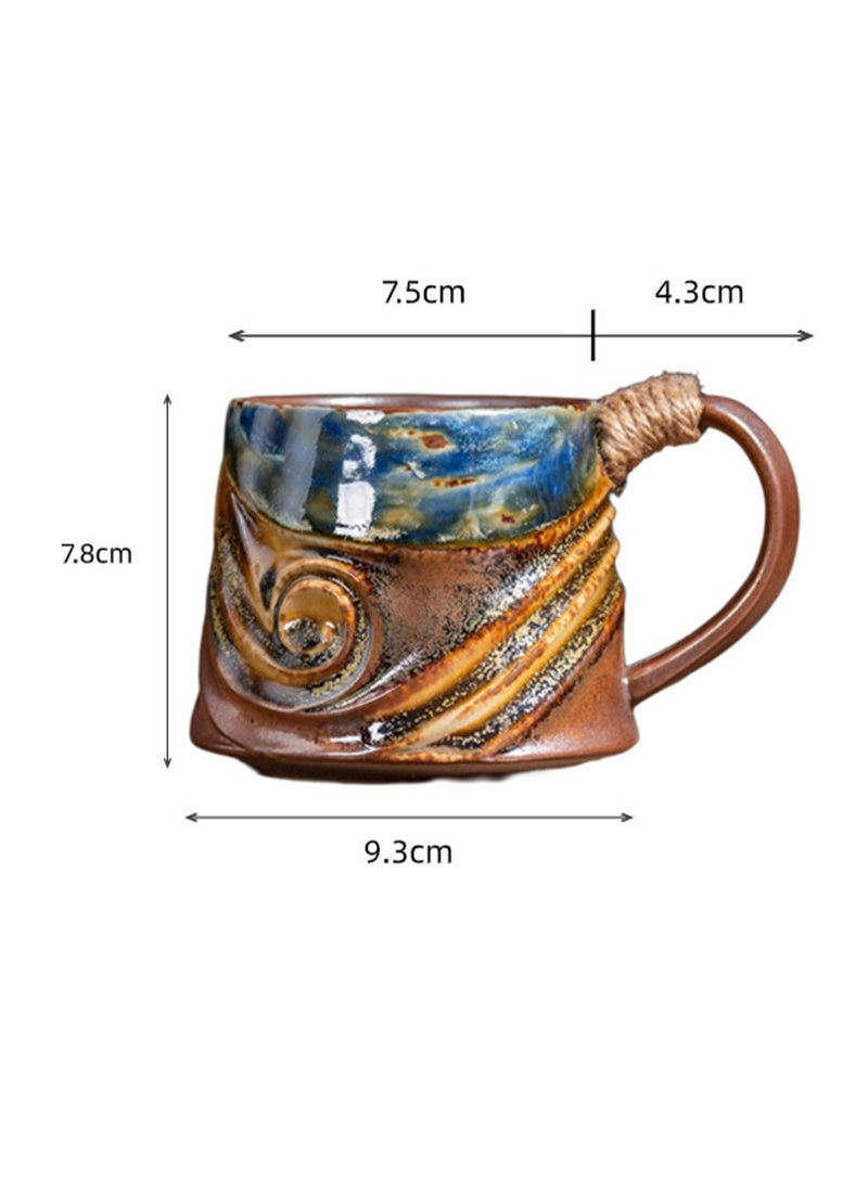 Special-Shaped Mugs, Retro Ceramic Cups, Irregular Cups, Stoneware Water Cups, High-Value Coffee Cups（Green 300ml） - Image 3