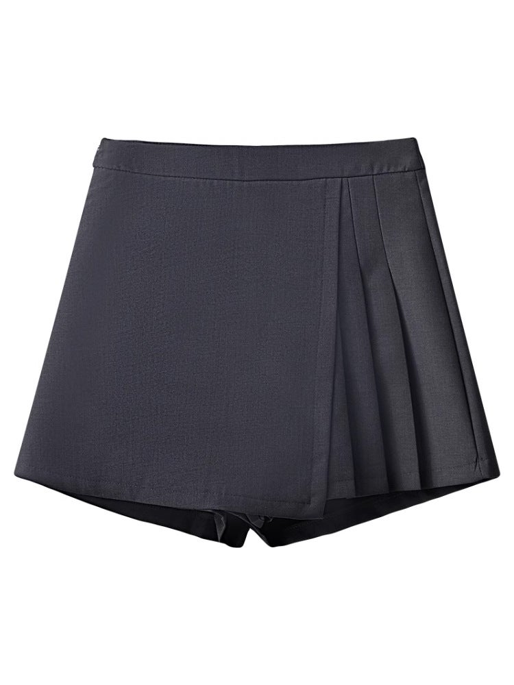 Irregular Suit Pleated Skirt Women'S Summer High-Waist Slimming Look Anti-Exposure A-Line Short Culottes - Image 5
