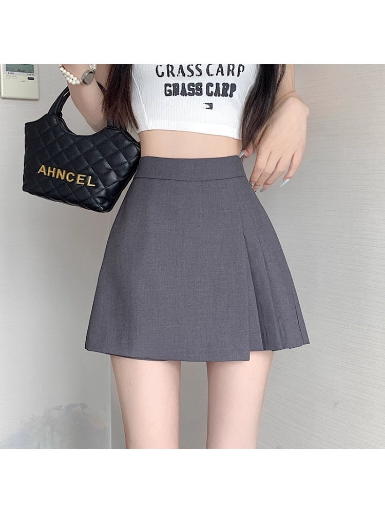 Irregular Suit Pleated Skirt Women'S Summer High-Waist Slimming Look Anti-Exposure A-Line Short Culottes - Image 2
