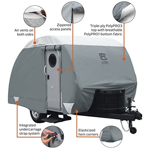 Classic Accessories Over Drive PolyPRO3 Deluxe Teardrop Trailer Cover, Fits 8'-10'L Trailers, RV Cover, Camper Cover, Travel Trailer Cover - Image 3
