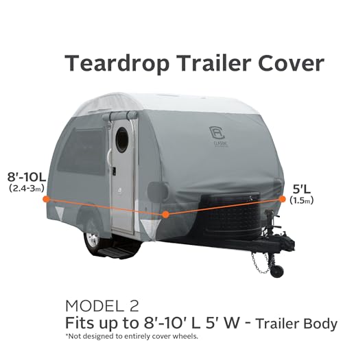 Classic Accessories Over Drive PolyPRO3 Deluxe Teardrop Trailer Cover, Fits 8'-10'L Trailers, RV Cover, Camper Cover, Travel Trailer Cover - Image 2