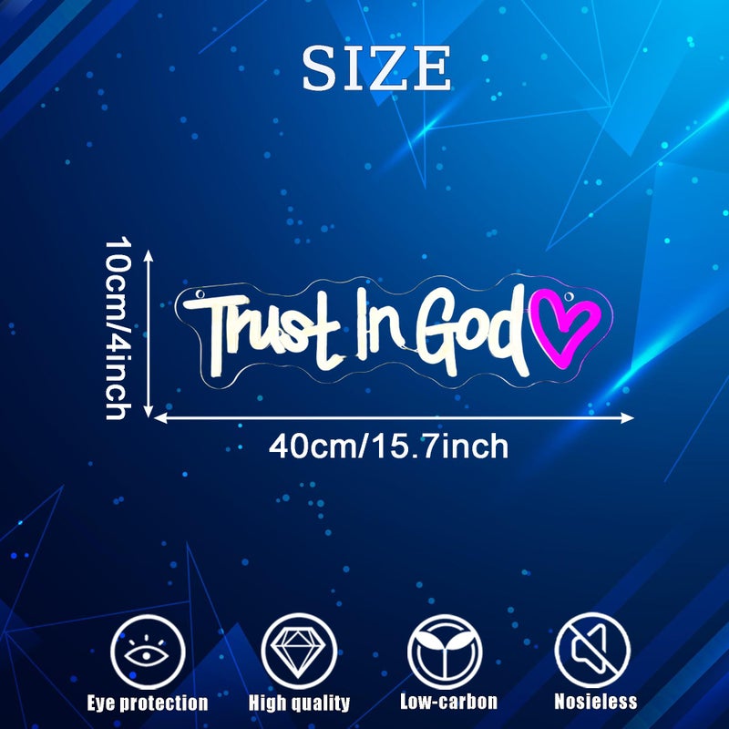 Symone Trust In God Neon Sign, USB Powered Dimmable Spiritual Decor Faith Hope Love Sign LED Neon Light, for Faith Religious Church Prayer Room Living Room Room(15.7 * 3.9 In) - Image 5