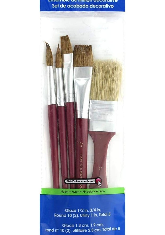 Plaid Decorative Finishing Brush Set - 5 Piece Nylon Brushes for Crafting - Image 1