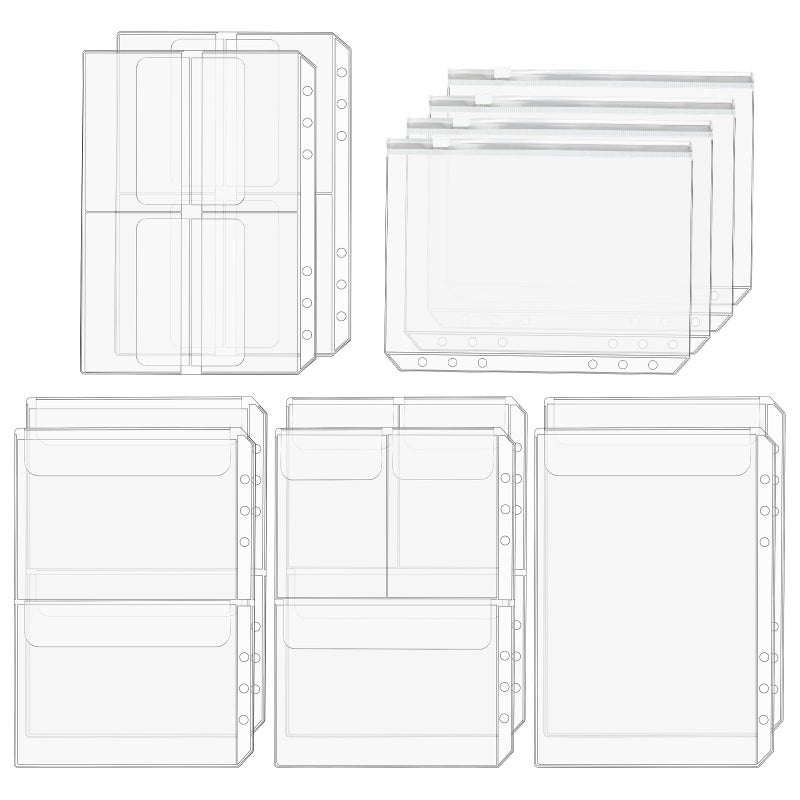 salbsever Premium Clear Binder Zipper Folders - 12PCS A5 Size 6 Holes Binder Inserts, Document Filing Bags for 6-Ring Notebook Loose Leaf Bags - Image 1