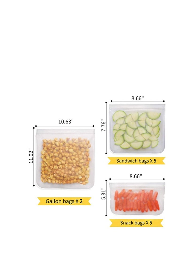 NIBEMINENT 12 Pack Reusable Storage Bags 2 Gallon 5 Sandwich Lunch Small Kids Snack for Food Extra Thick Freezer Ziplock BPA Free  - Image 3