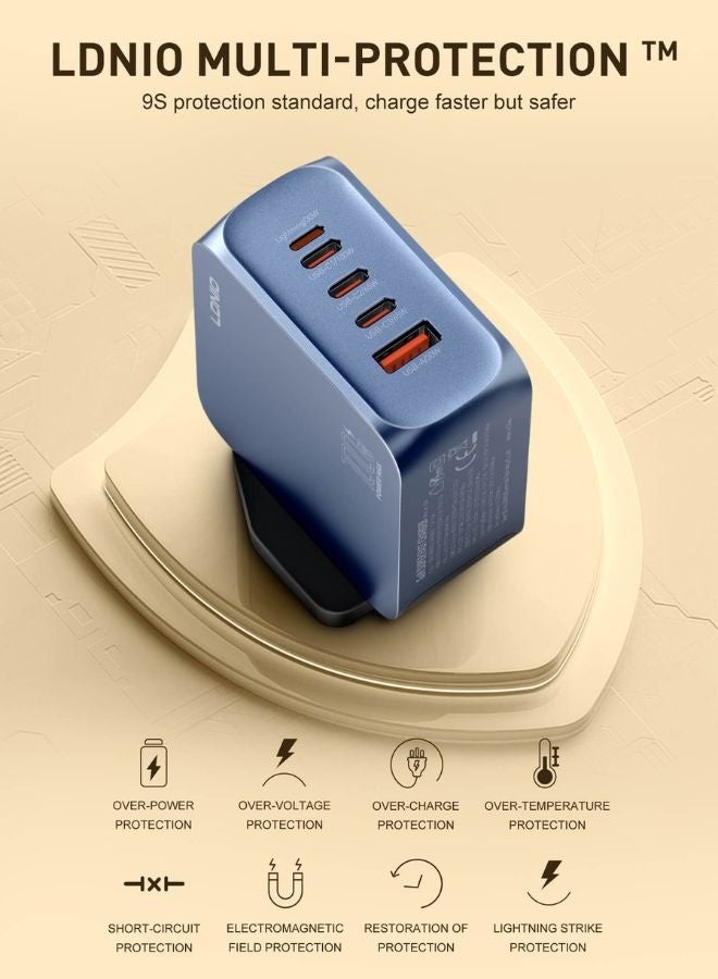 LDNIO 100W GaN Fast Charger Adapter with 3 USB-C, 1 USB-A & Lightning Port | Multi-Port PD PPS Quick Charge Charger with Smart Chip, Fireproof PC Shell, Universal Laptop & Mobile Charging, UK Plug - Image 4