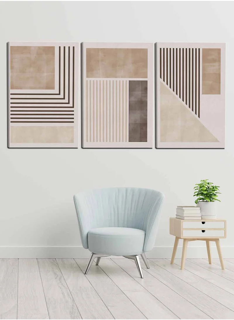 LOWHA Set Of 3 Canvas Wall Arts Stretched Over Wooden Frame with Abstract Paintings