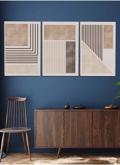 LOWHA Set Of 3 Canvas Wall Arts Stretched Over Wooden Frame with Abstract Paintings  - Image 3
