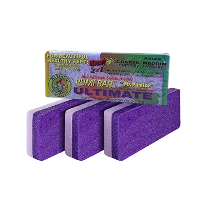 Mr. Pumice بار بوميس النهائي من مستر بوميس 2 في 1 ذو حبيبات مزدوجة (متوسطة + خشنة) لإزالة الجلد الميت، حجر باديكير ومقشر قدم لنعومة القدمين والكعب (4 عبوات) - Image 1