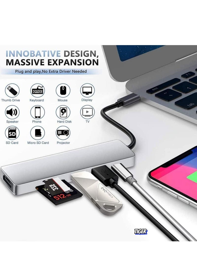 TIGER 6-in-1 USB C Hub to HDMI 4K Adapter with SD/TF Card Reader, 3 USB 3.0 Ports – Compatible with iPad Pro, MacBook Pro/Air, iMac, Dell, and More - Image 2