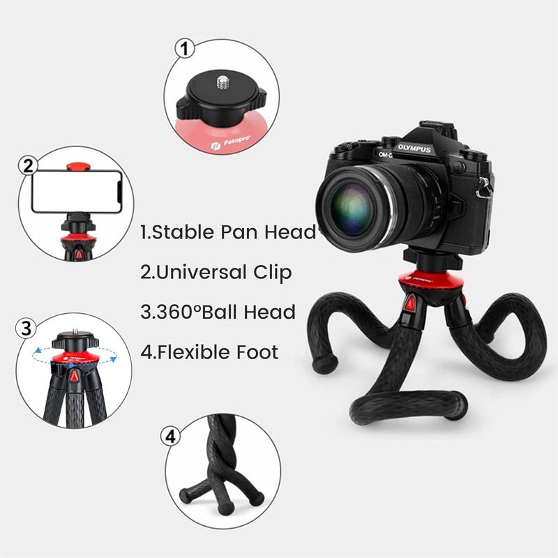 Fotopro حامل ثلاثي للآيفون حامل كاميرا مرن مع حامل كاميرا أكشن تركيب هاتف محمول محمول قابل للانحناء حامل كاميرا صغير محمول لتصوير الفيديو Vlogging ، - Image 2