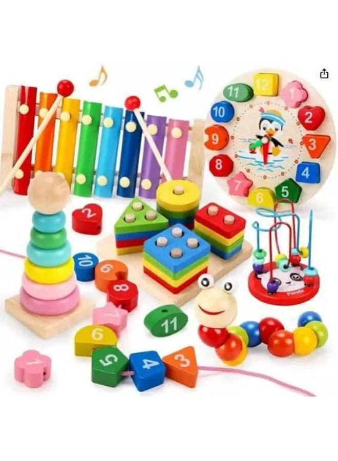 HSEAMALL Toy Set (Suitable for Boys and Girls Aged 3), 6-Piece Children's Wooden Toys, Toys for Boys Aged 3-6, Preschool Educational Puzzle Toys (Suitable for Ages 3+), Birthday Gift - Image 1