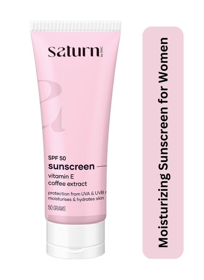ساترن باي چي اتش سي - كريم واقي من الشمس بعامل حماية من الشمس SPF 50 - 50 جم - كريم واقي من الشمس بفيتامين E وخلاصة القهوة - Image 1