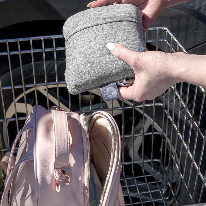 Boppy Compact Shopping Cart Cover, Antibacterial Treated, Gray Heathered with Storage Pouch, Easy-on Stretch Fabric for Single and Wide Shopping Carts and Playground Swings, 6-48 Months - Image 5