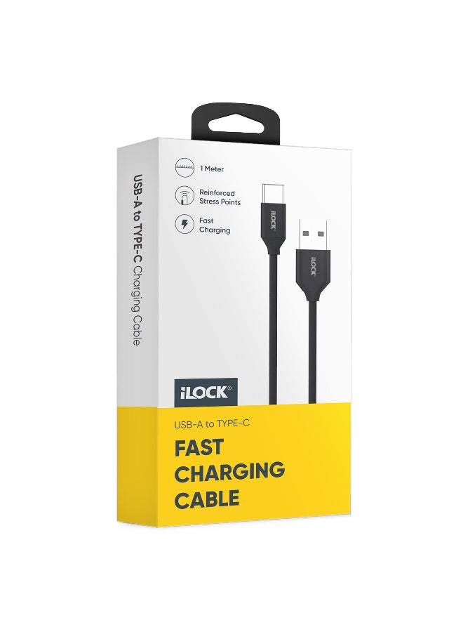 iLOCK 1 meter long charging cable supporting 25W fast charging (USB-A to USB-C)