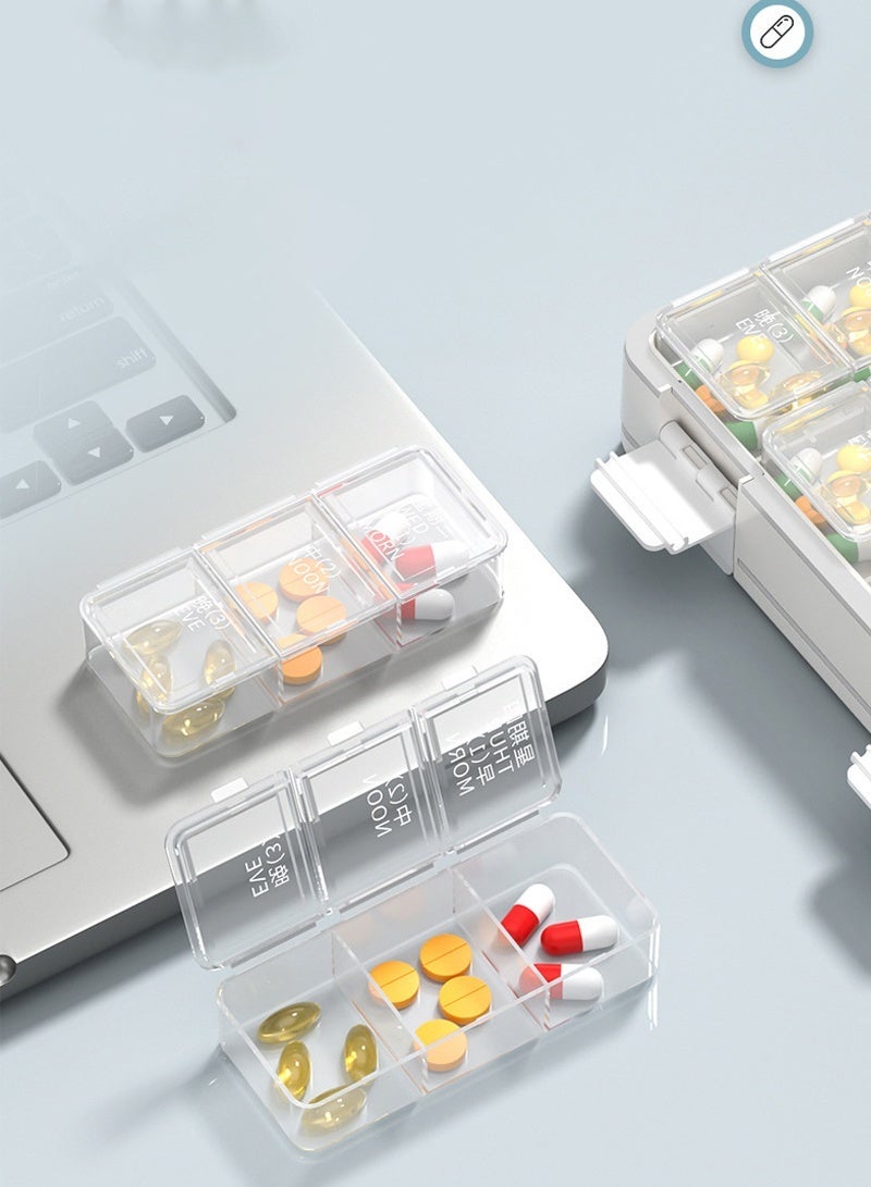 لبونير منظم حبوب أسبوعي XL 3 مرات في اليوم، 2 حجرات لحفظ الحبوب، منظم فيتامينات أسبوعي كبير جدًا، حاوية أدوية لحفظ الحبوب اليومية (أبيض) - Image 5