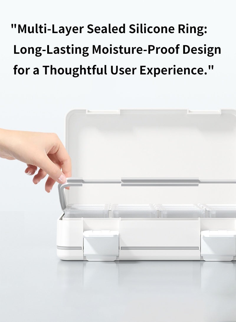 لبونير منظم حبوب أسبوعي XL 3 مرات في اليوم، 2 حجرات لحفظ الحبوب، منظم فيتامينات أسبوعي كبير جدًا، حاوية أدوية لحفظ الحبوب اليومية (أبيض) - Image 3