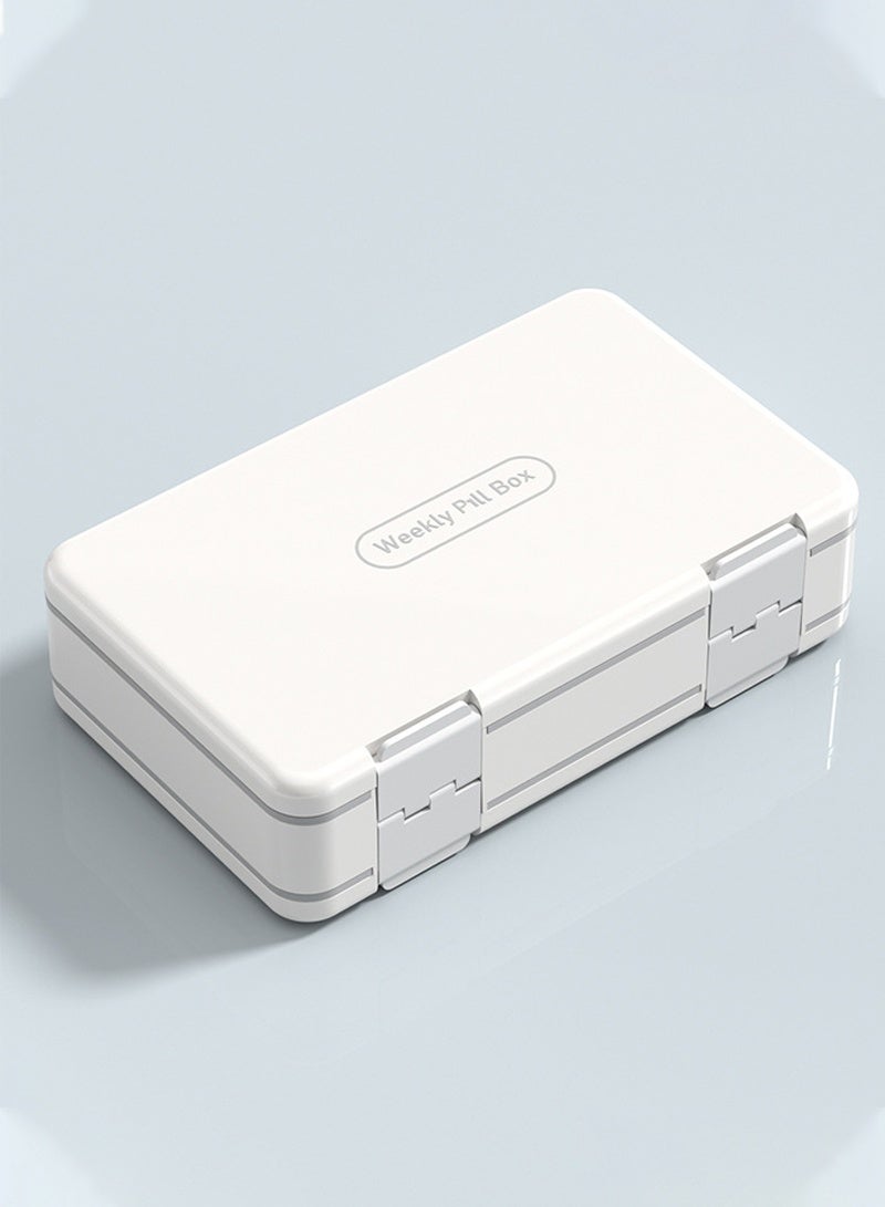 لبونير منظم حبوب أسبوعي XL 3 مرات في اليوم، 2 حجرات لحفظ الحبوب، منظم فيتامينات أسبوعي كبير جدًا، حاوية أدوية لحفظ الحبوب اليومية (أبيض) - Image 2