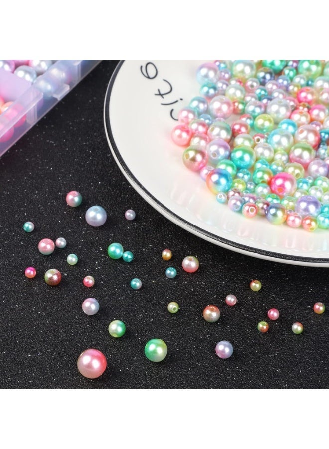Capstro 1890PCS Gradient Pearl Beads Bracelet Making Kit – Mermaid Color Round ABS Beads Set, 24 Grid Organizer with Mixed Sizes | DIY Jewelry Beads Set Gift for Kids & Adults - Mermaid Pearl Kit - Image 2